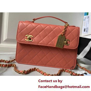 Chanel Vintage Gold-Tone Metal Flap Bag with Top Handle AS6025 Coral Pink 2025