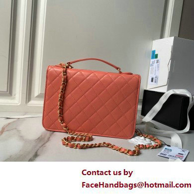 Chanel Vintage Gold-Tone Metal Flap Bag with Top Handle AS6025 Coral Pink 2025