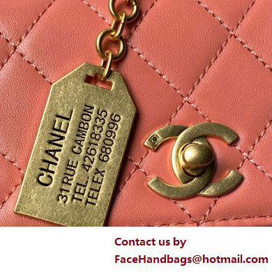 Chanel Vintage Gold-Tone Metal Flap Bag with Top Handle AS6025 Coral Pink 2025