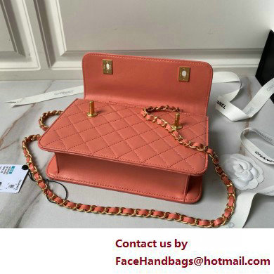 Chanel Vintage Gold-Tone Metal Flap Bag with Top Handle AS6025 Coral Pink 2025