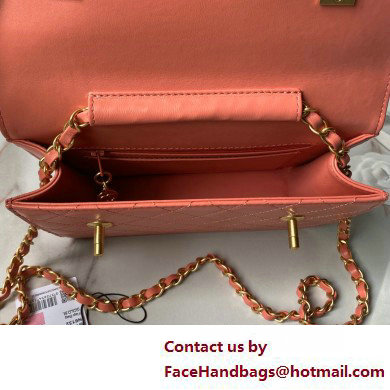 Chanel Vintage Gold-Tone Metal Flap Bag with Top Handle AS6025 Coral Pink 2025