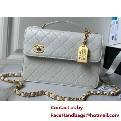 Chanel Vintage Gold-Tone Metal Flap Bag with Top Handle AS6025 White 2025