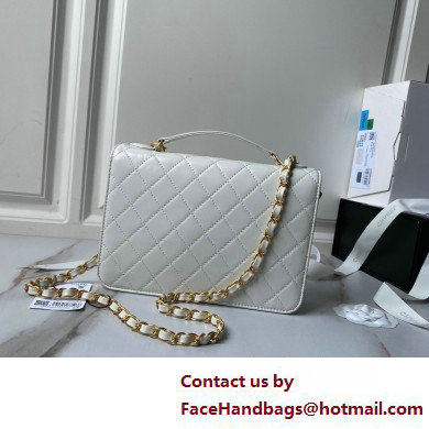 Chanel Vintage Gold-Tone Metal Flap Bag with Top Handle AS6025 White 2025