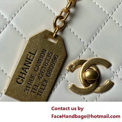 Chanel Vintage Gold-Tone Metal Flap Bag with Top Handle AS6025 White 2025