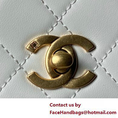 Chanel Vintage Gold-Tone Metal Flap Bag with Top Handle AS6025 White 2025