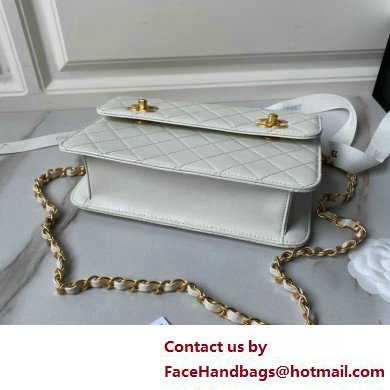 Chanel Vintage Gold-Tone Metal Flap Bag with Top Handle AS6025 White 2025