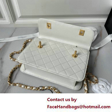 Chanel Vintage Gold-Tone Metal Flap Bag with Top Handle AS6025 White 2025