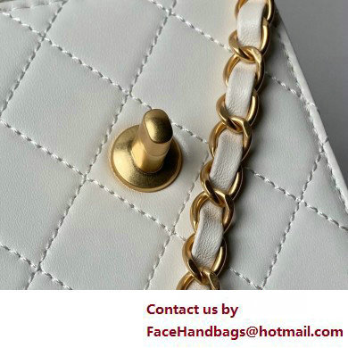 Chanel Vintage Gold-Tone Metal Flap Bag with Top Handle AS6025 White 2025