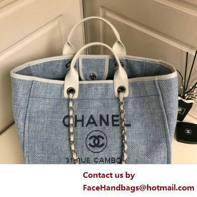 Chanel medium Deauville canvas Tote Bag denim blue 2019