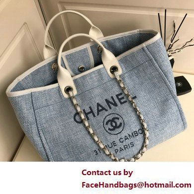 Chanel medium Deauville canvas Tote Bag denim blue 2019