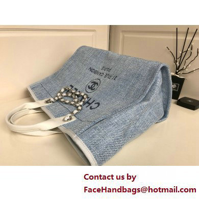 Chanel medium Deauville canvas Tote Bag denim blue 2019