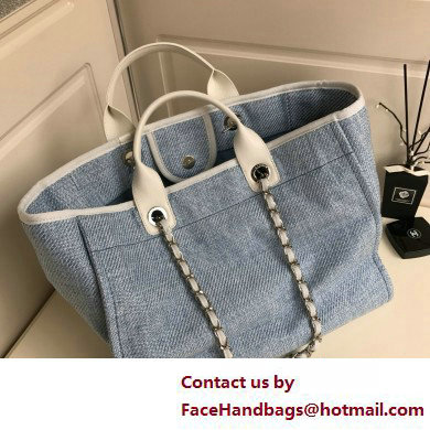 Chanel medium Deauville canvas Tote Bag denim blue 2019