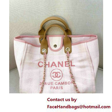 Chanel medium Deauville canvas Tote Bag light pink 2019