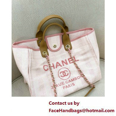 Chanel medium Deauville canvas Tote Bag light pink 2019