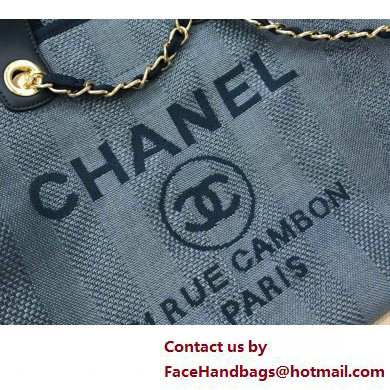 Chanel medium Deauville canvas Tote Bag navy blue 2019