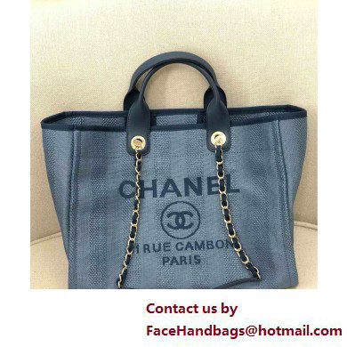 Chanel medium Deauville canvas Tote Bag navy blue 2019