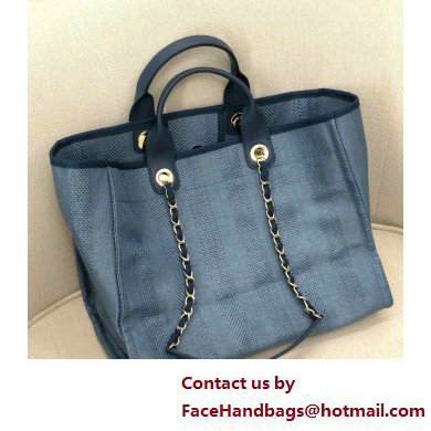 Chanel medium Deauville canvas Tote Bag navy blue 2019