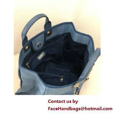 Chanel medium Deauville canvas Tote Bag navy blue 2019