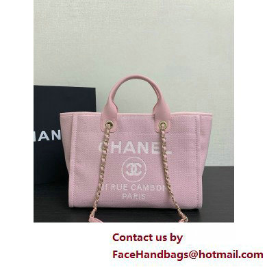 Chanel medium Deauville canvas Tote Bag pink 2025