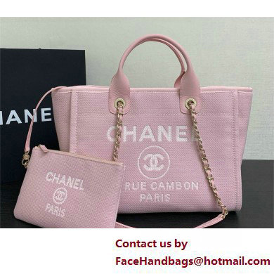 Chanel medium Deauville canvas Tote Bag pink 2025