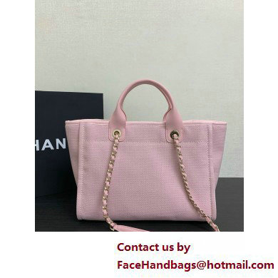 Chanel medium Deauville canvas Tote Bag pink 2025