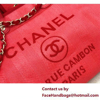 Chanel medium Deauville canvas Tote Bag red 2019