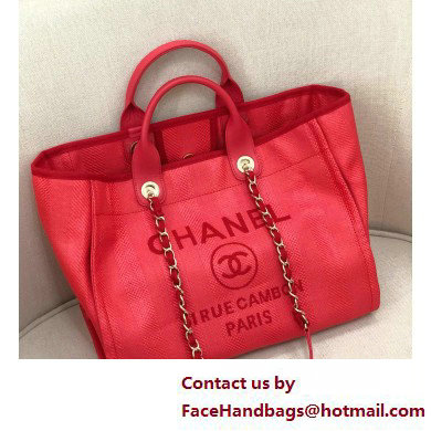 Chanel medium Deauville canvas Tote Bag red 2019