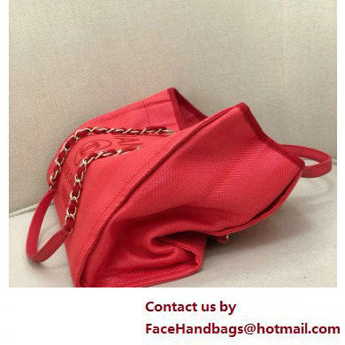 Chanel medium Deauville canvas Tote Bag red 2019