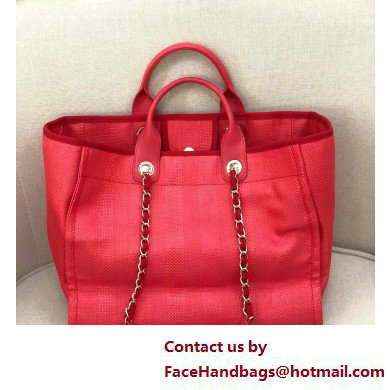 Chanel medium Deauville canvas Tote Bag red 2019