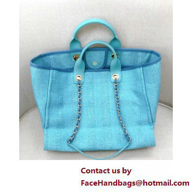 Chanel medium Deauville canvas Tote Bag turquoise 2019 - Click Image to Close