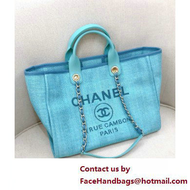 Chanel medium Deauville canvas Tote Bag turquoise 2019