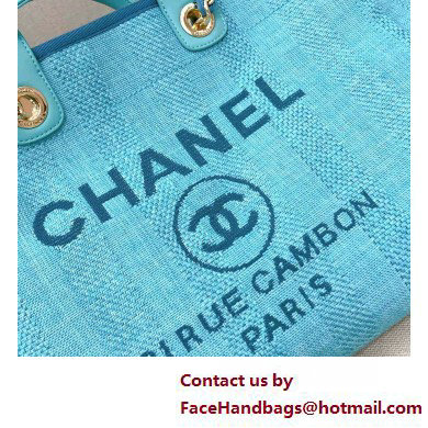 Chanel medium Deauville canvas Tote Bag turquoise 2019