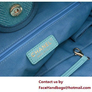 Chanel medium Deauville canvas Tote Bag turquoise 2019