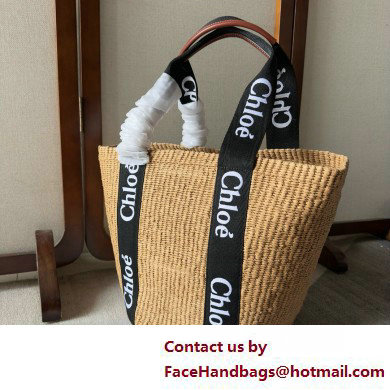 Chloe Woody raffia black tote bag 01 2025