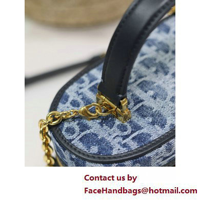 DIOR 30 MONTAIGNE MINI VANITY CASE IN Blue Denim Oblique Jacquard 2025