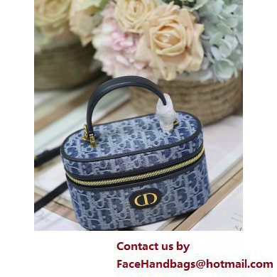 DIOR 30 MONTAIGNE MINI VANITY CASE IN Blue Denim Oblique Jacquard 2025