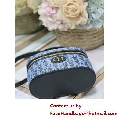 DIOR 30 MONTAIGNE MINI VANITY CASE IN Blue Denim Oblique Jacquard 2025