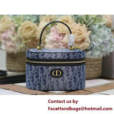 DIOR 30 MONTAIGNE SMALL VANITY CASE IN Blue Denim Oblique Jacquard 2025