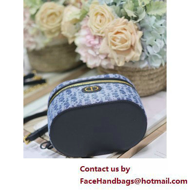 DIOR 30 MONTAIGNE SMALL VANITY CASE IN Blue Denim Oblique Jacquard 2025