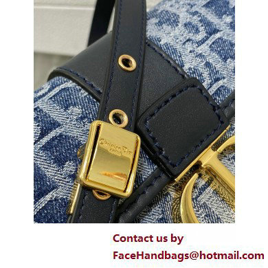 DIOR 30 Montaigne East-West Bag with Chain IN Blue Denim Oblique Jacquard 2025