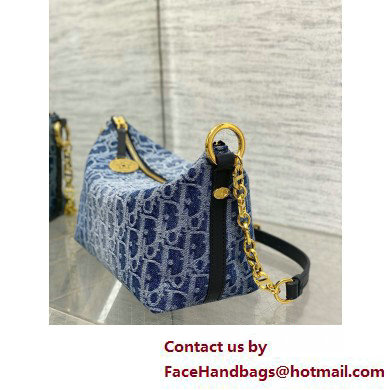 DIOR Diorstar Hobo Bag with Chain IN Blue Denim Oblique Jacquard 2025