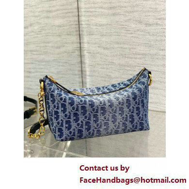 DIOR Diorstar Hobo Bag with Chain IN Blue Denim Oblique Jacquard 2025