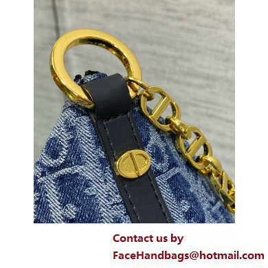 DIOR Diorstar Hobo Bag with Chain IN Blue Denim Oblique Jacquard 2025