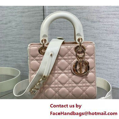 DIOR MEDIUM Lady Dior Bag IN Two-Tone Latte and Powder Pink Cannage Lambskin 2025 - Click Image to Close