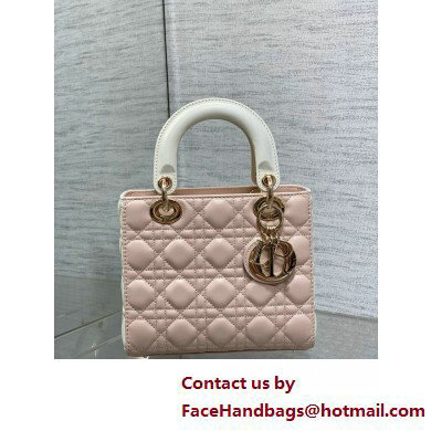 DIOR MEDIUM Lady Dior Bag IN Two-Tone Latte and Powder Pink Cannage Lambskin 2025