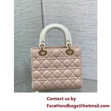 DIOR MEDIUM Lady Dior Bag IN Two-Tone Latte and Powder Pink Cannage Lambskin 2025