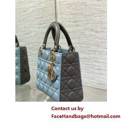 DIOR MEDIUM Lady Dior Bag IN Two-Tone gray and blue Cannage Lambskin 2025