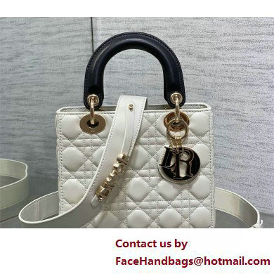 DIOR MEDIUM Lady Dior Bag IN Two-Tone white and black Cannage Lambskin 2025