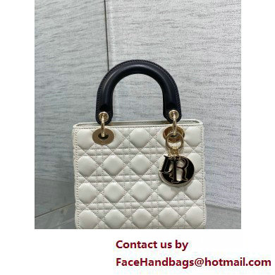 DIOR MEDIUM Lady Dior Bag IN Two-Tone white and black Cannage Lambskin 2025