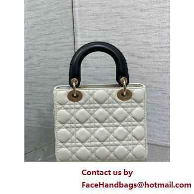 DIOR MEDIUM Lady Dior Bag IN Two-Tone white and black Cannage Lambskin 2025